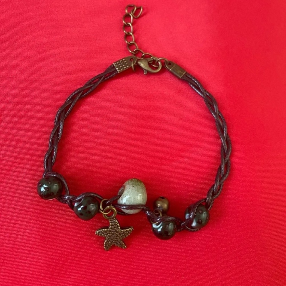 Boho Ceramic Leather Bracelet - Picture 6 of 7